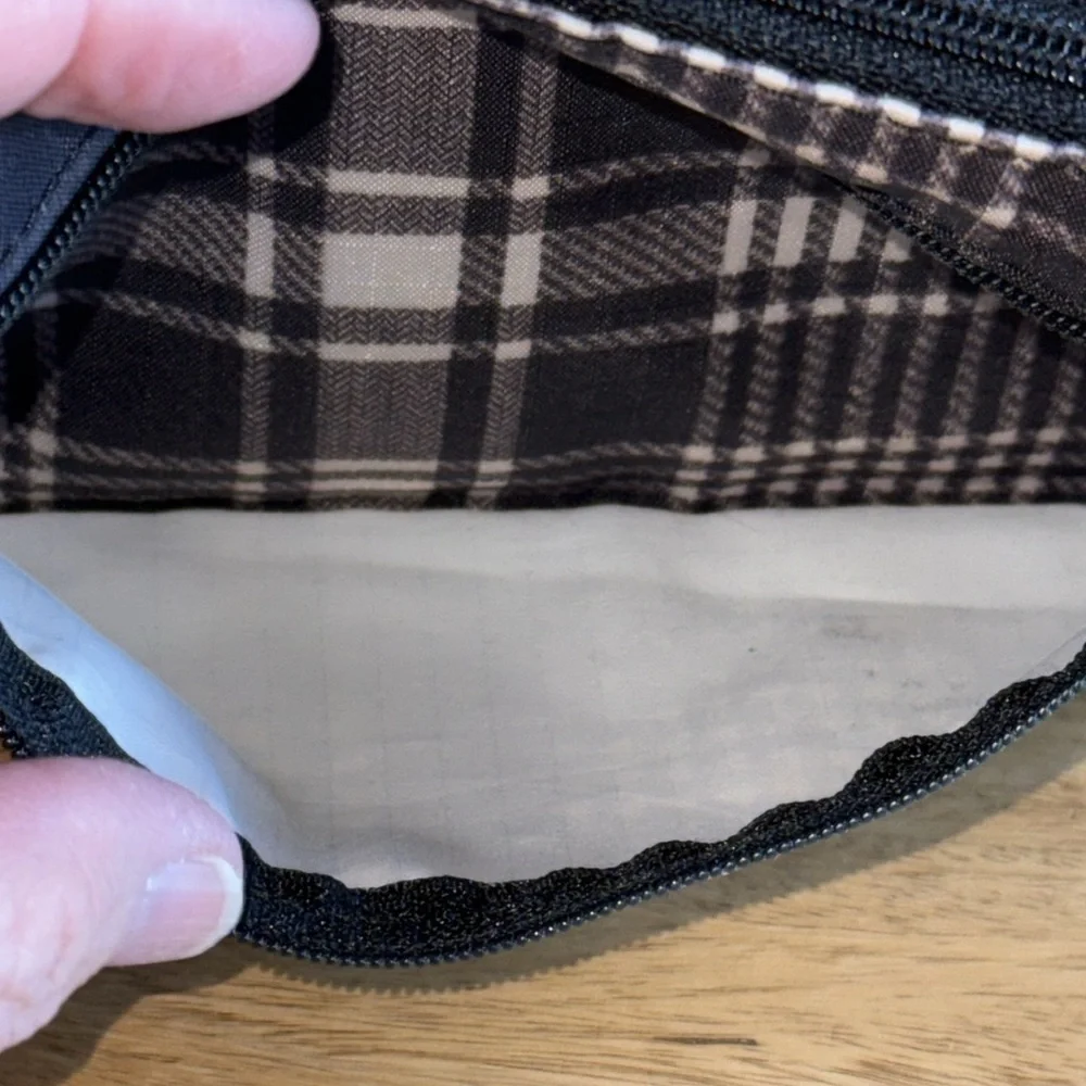 LeSportsac Small Black And White Plaid Cosmetic Case